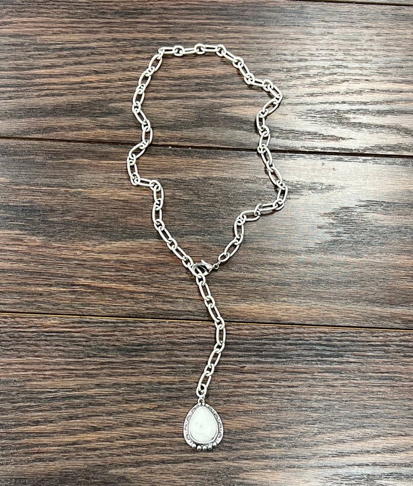 Lariat White Turquoise Necklace