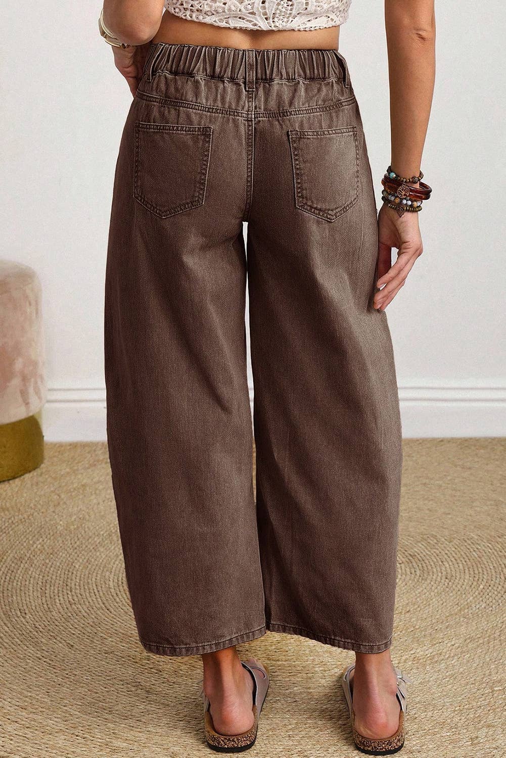 Square Patch Pocket Ankle-length Barrel Jean
