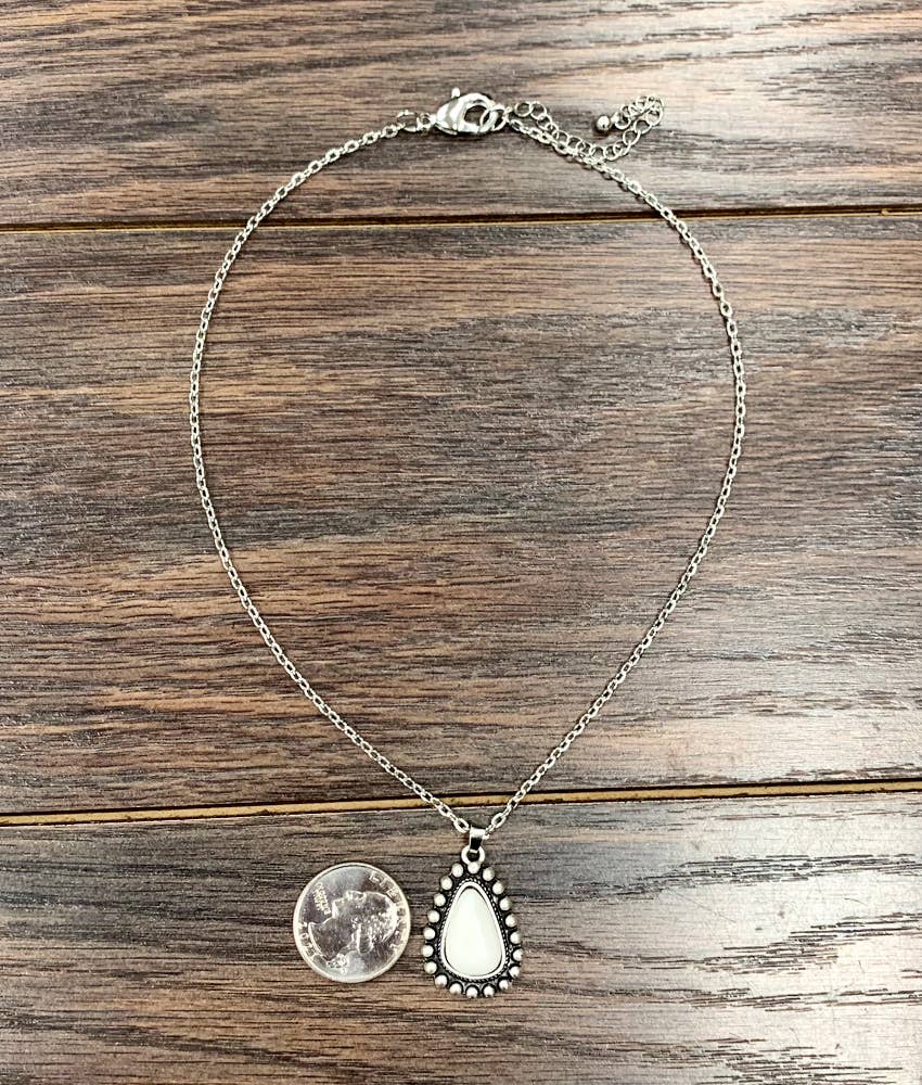 16" White Turquoise Necklace