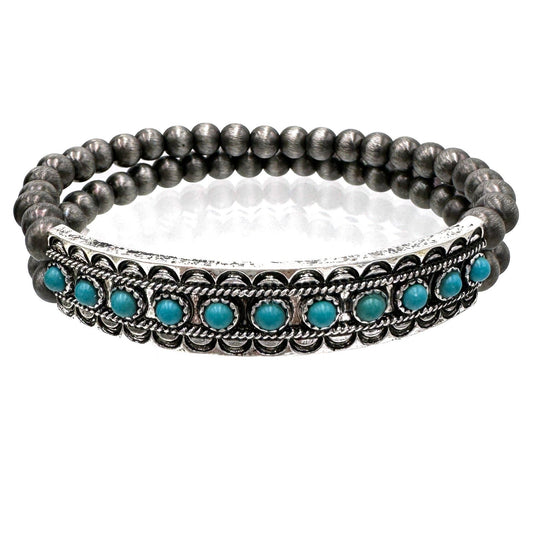 Turquoise Stone Navajo Beads Bracelet