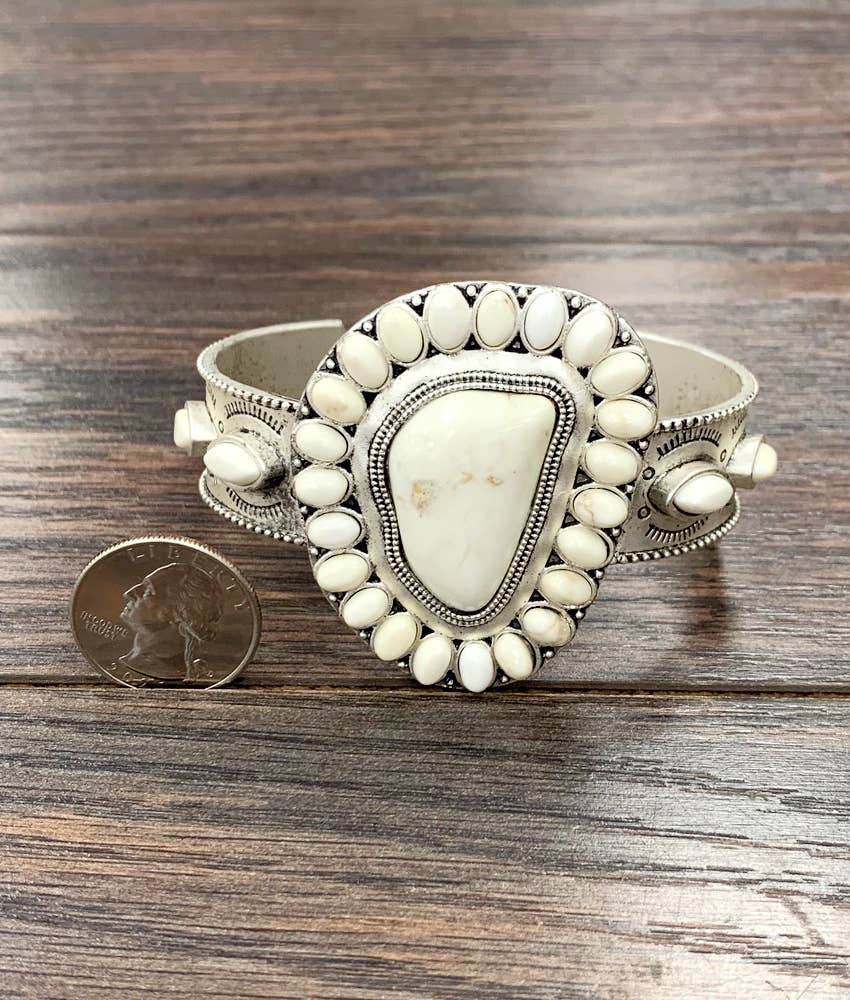 Very-Big Western White Turquoise Cuff Bracelet