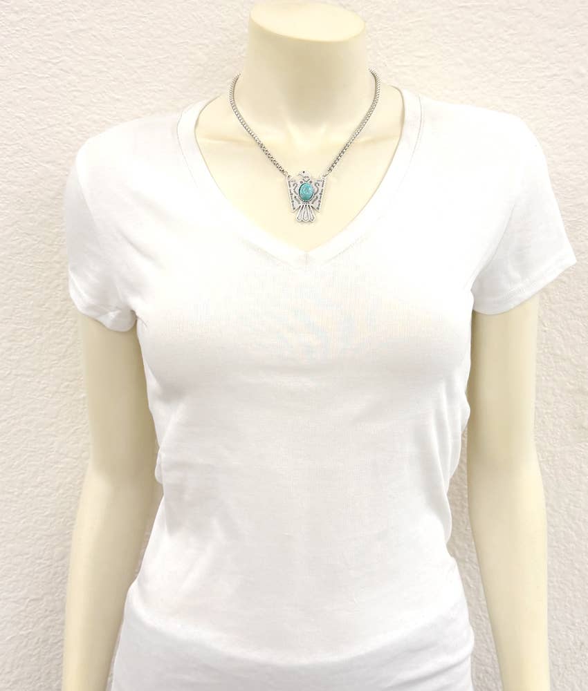 17" Western Thunderbird Turquoise Necklace