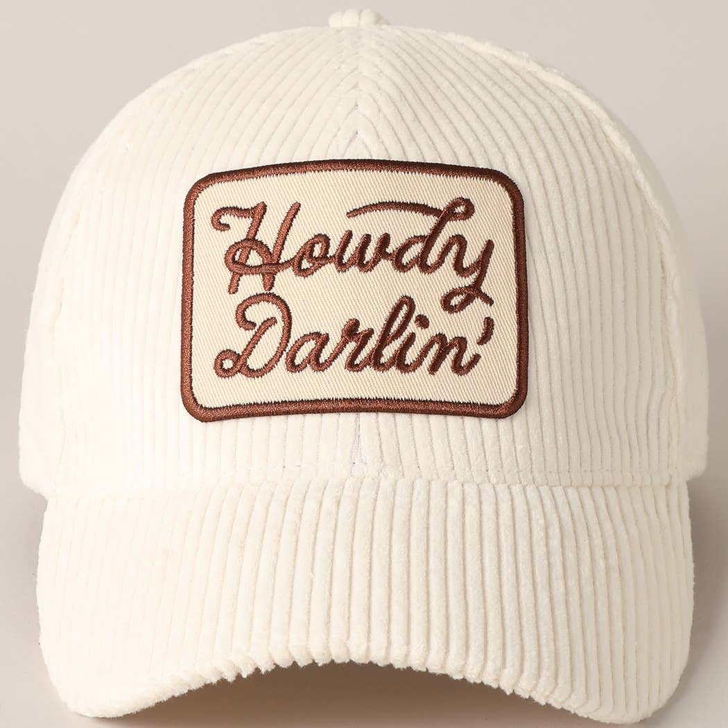 Howdy Darlin' Corduroy Cap OFF WHITE