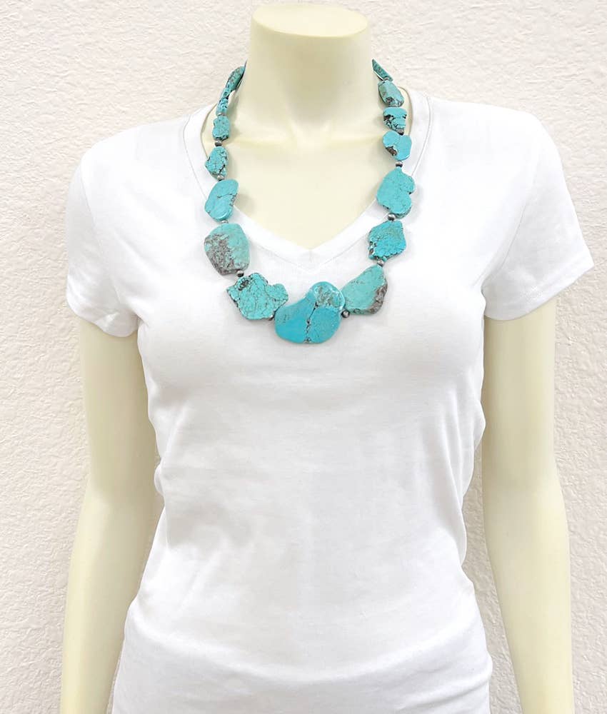 24" Graduated Slab Turquoise Necklace