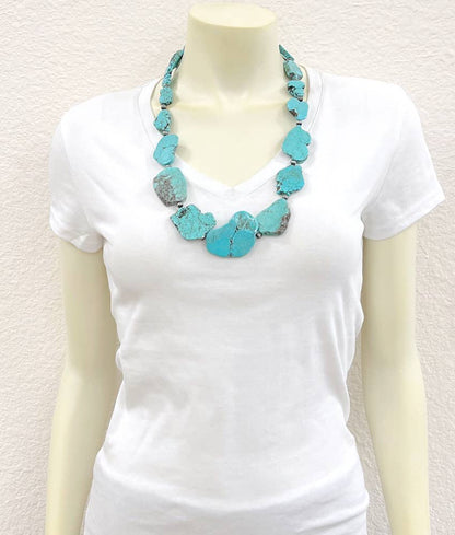 24" Graduated Slab Turquoise Necklace