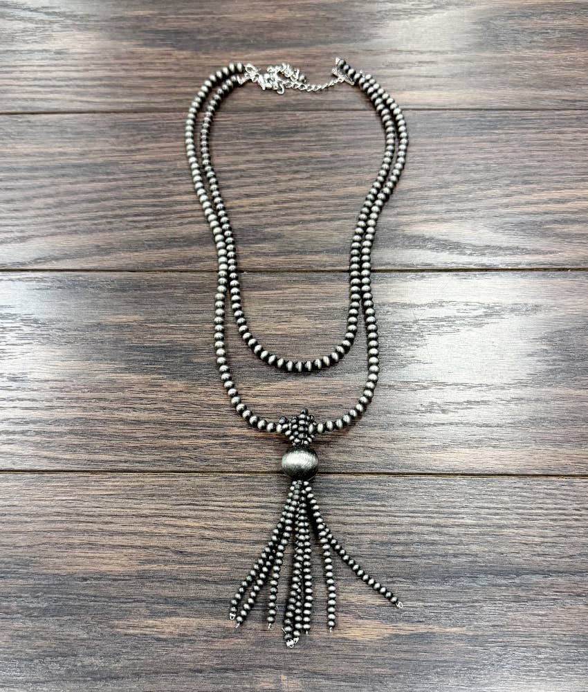 24" Navajo-style Western Bead Tassel Necklace