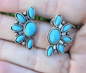 Turquoise Cluster Stud Earrings