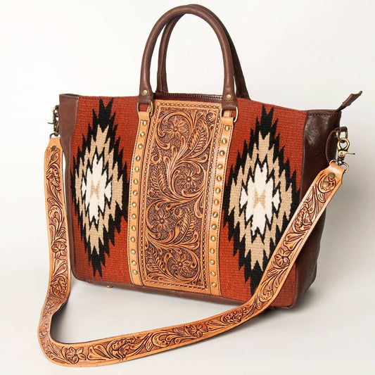 Alice Tote with Floral Tooled Leather & Studded Accents