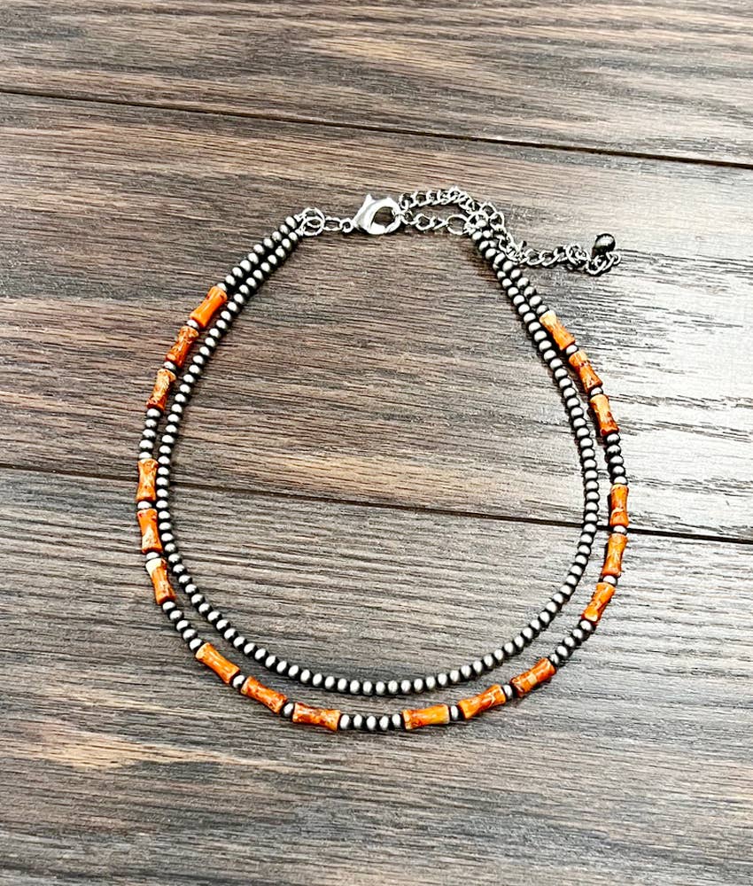 16" Western Gemstone 2-strand Necklace