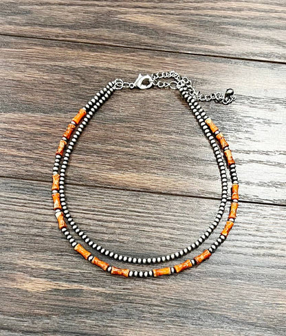 16" Western Gemstone 2-strand Necklace