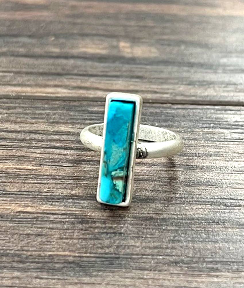 Vertical Bar Gemstone Adjustable Ring