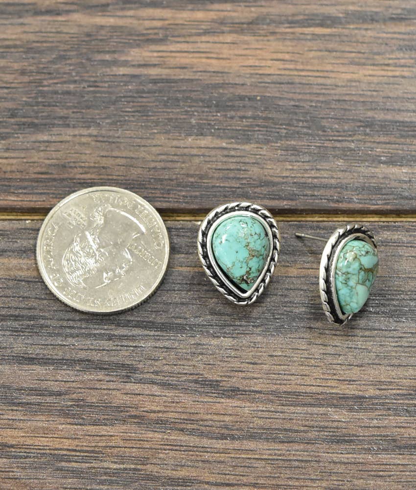 Drop Turquoise Stud Earrings