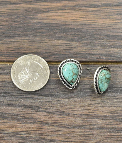 Drop Turquoise Stud Earrings