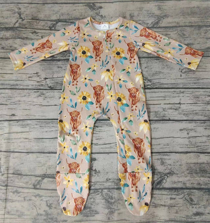 highland cow footed romper/sleeper