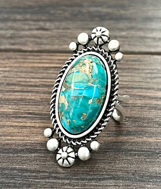 Gemstone, Brass Adjustable Ring