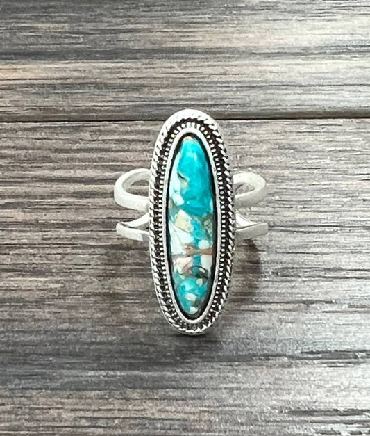 Gemstone, Brass Adjustable Ring