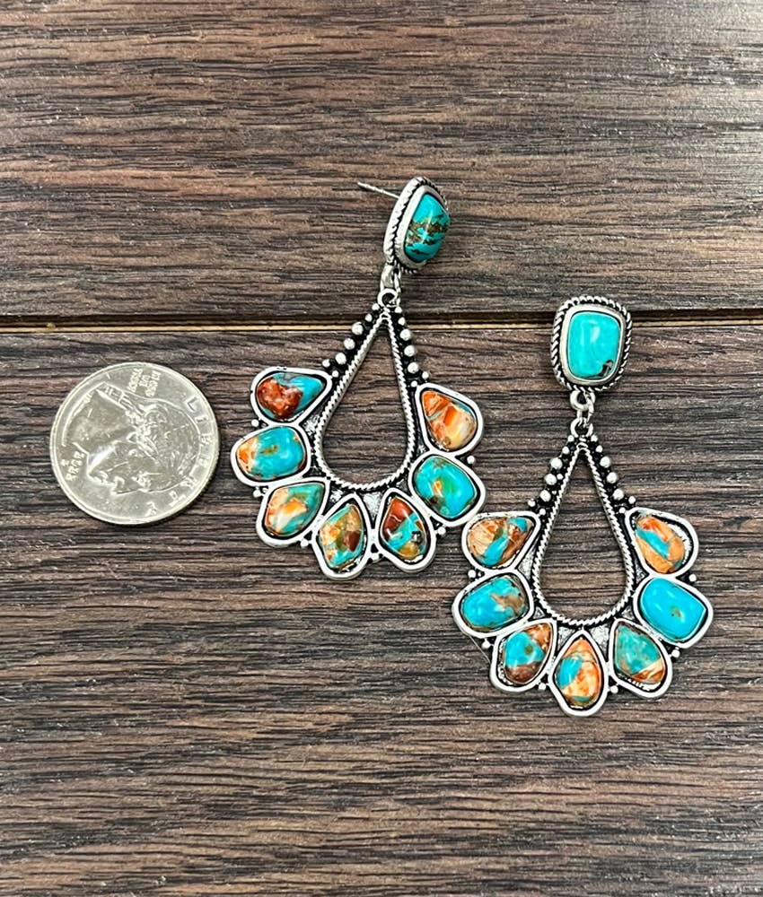 Big 2.4" Western Gemstone Post Earrings