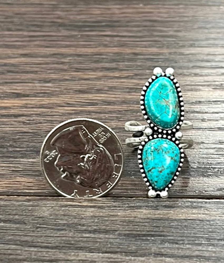 Turquoise, Brass Adjustable Ring