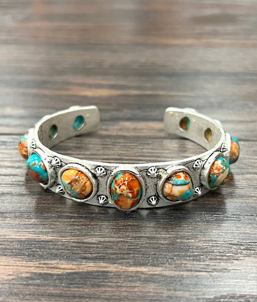 Navajo Gemstone Cuff Bracelet