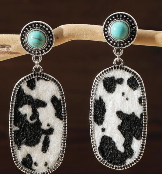 Turquoise Cow Earrings