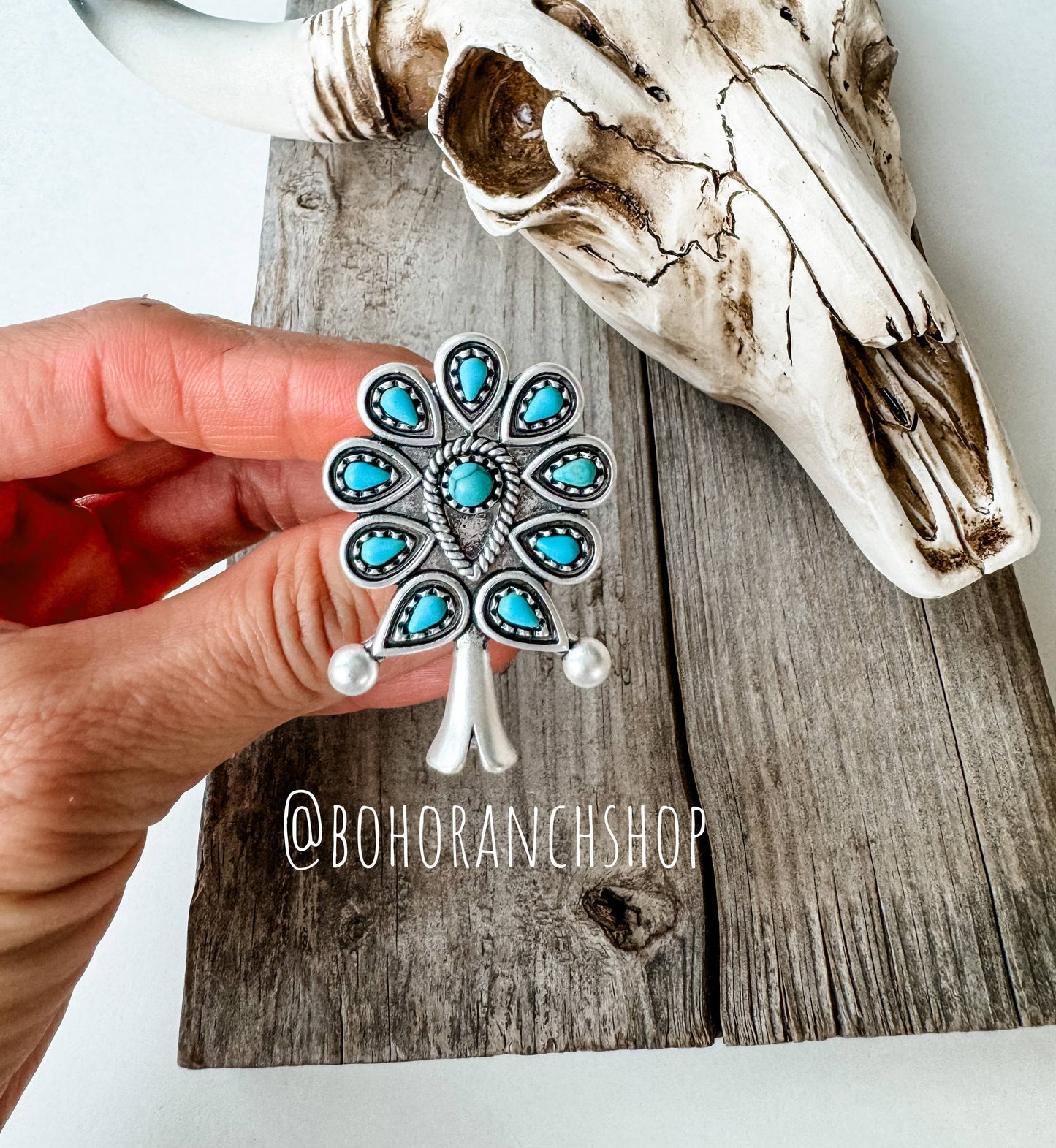 Turquoise Squash Blossom Ring