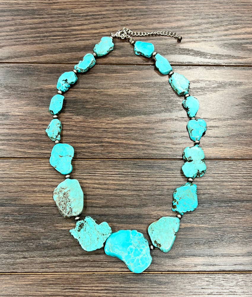 24" Graduated Slab Turquoise Necklace