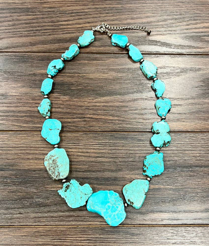 24" Graduated Slab Turquoise Necklace