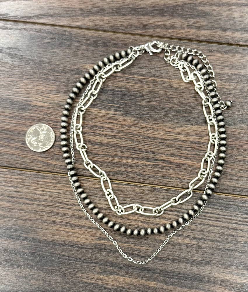 18" 6mm Western Bead 3-strand Necklace