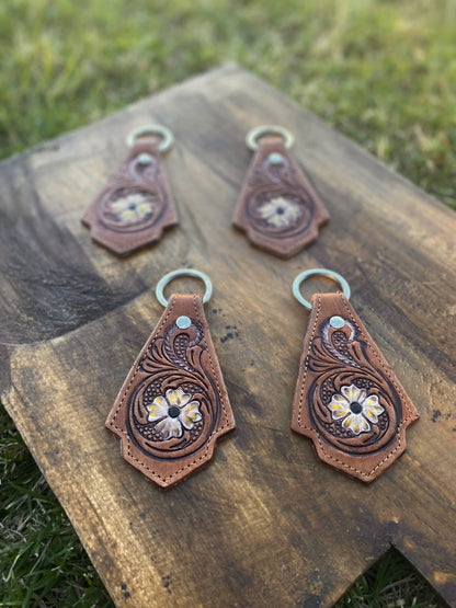 Floral Leather Keychain