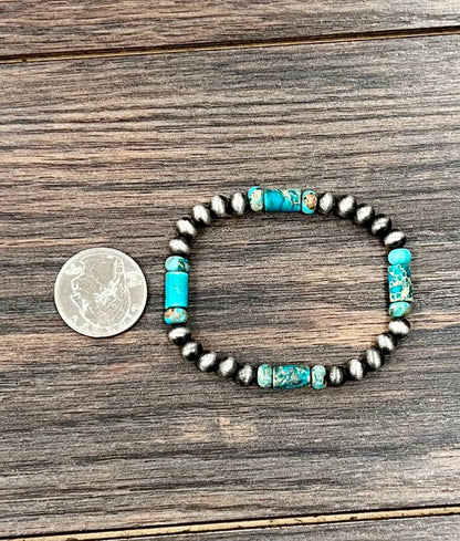 Handmade Navajo Gemstone Stretch Bracelet