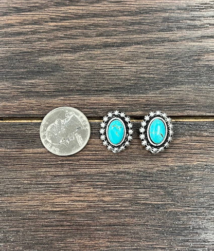 Oval Turquoise Stud Earrings