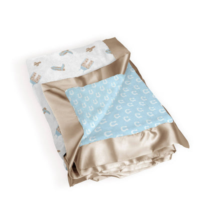 Reversible Boys Blanket Howdy Partner Blue