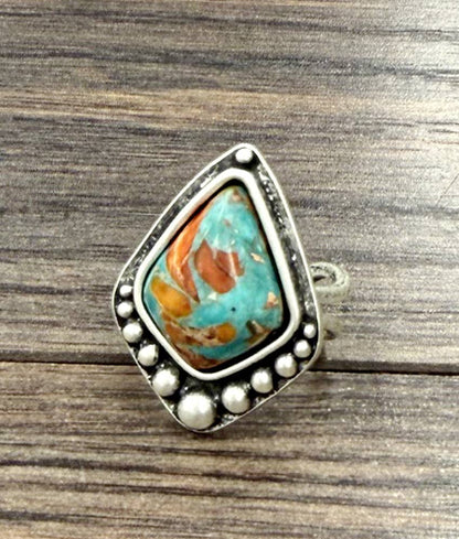 1.2" Western Gemstone Adjustable Ring