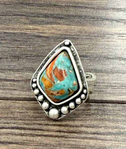 1.2" Western Gemstone Adjustable Ring