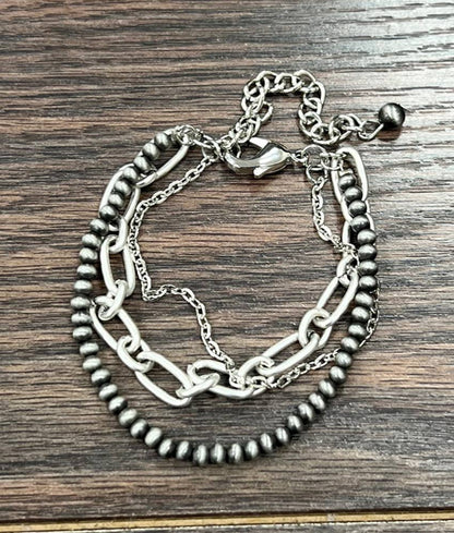 4mm Western Bead Strand Adjustable Bracelet