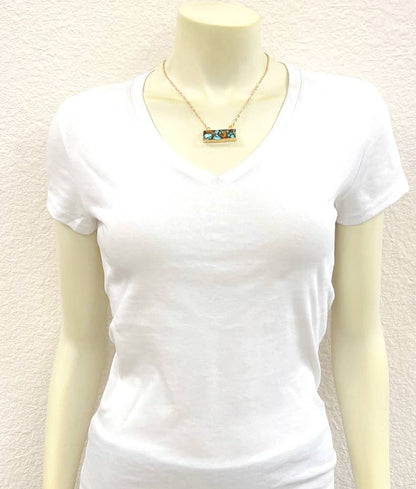 15" Western Gold-tone Bar Gemstone Necklace