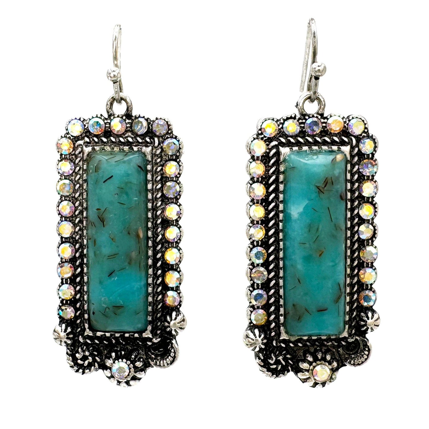 Rhinestone Turquoise Dangle Earrings