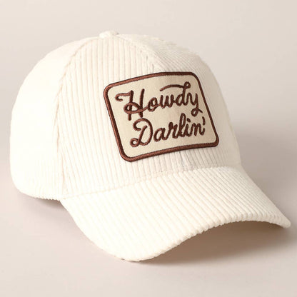 Howdy Darlin' Corduroy Cap OFF WHITE