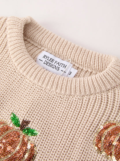 Thanksgiving Pumpkin Sequin Sweater