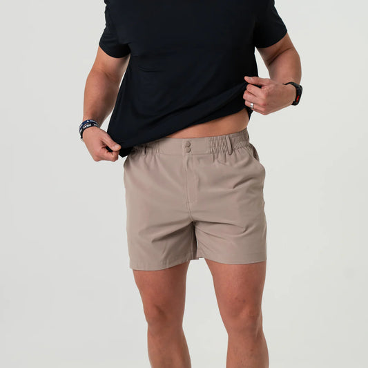 BURLEBO Everyday Short : Cobblestone Khaki 5.5' inseam
