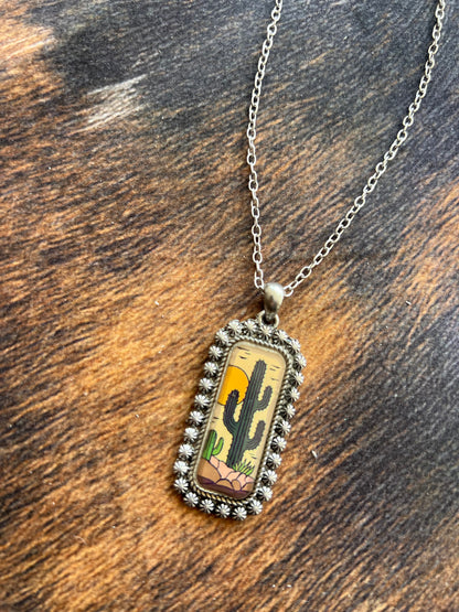 Cactus Bubble Pendant Necklace