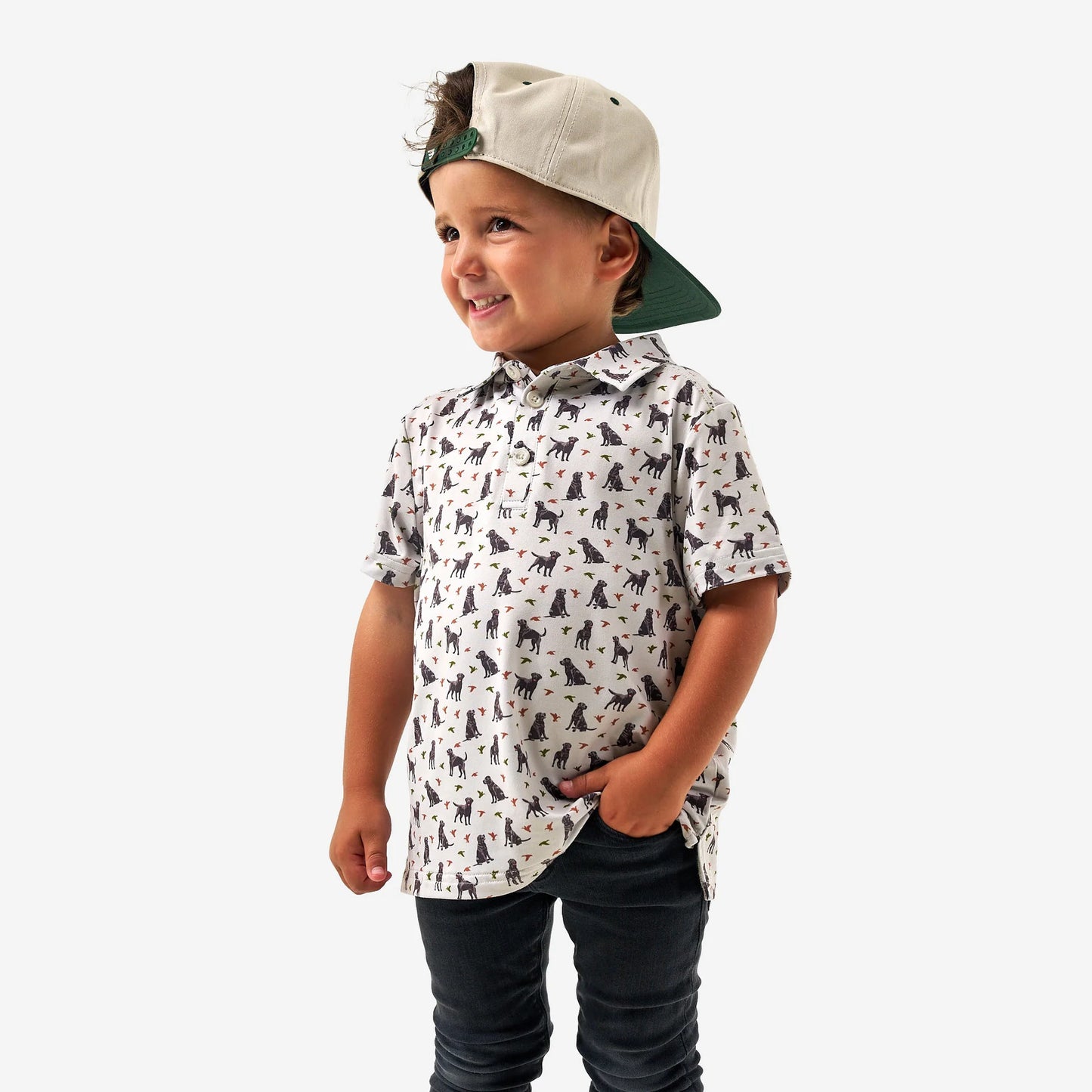 BURLEBO - Youth Performance Polo - Ducks and Dogs