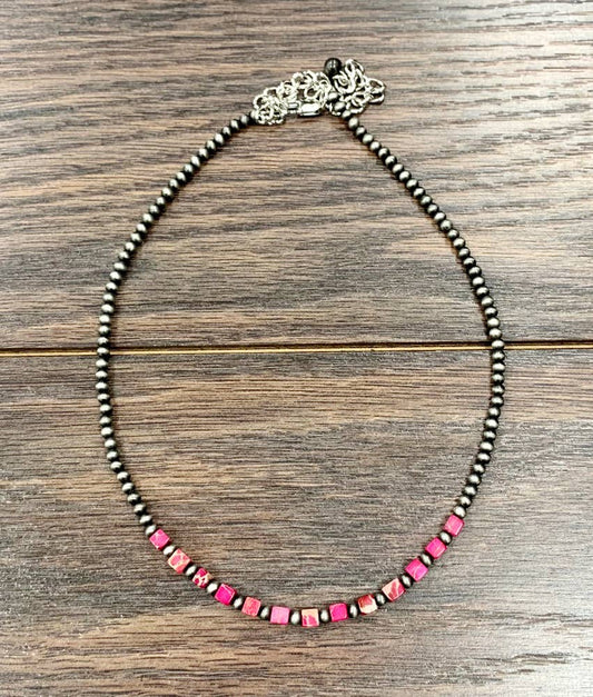 Handmade 15" Navajo Square Gemstone Necklace