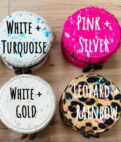 Mini Round Cowhide Jewelry Box