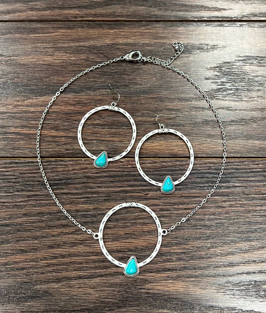 16" Boho Turquoise Necklace Set