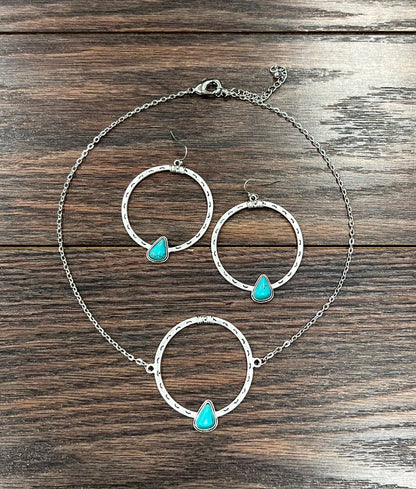16" Boho Turquoise Necklace Set