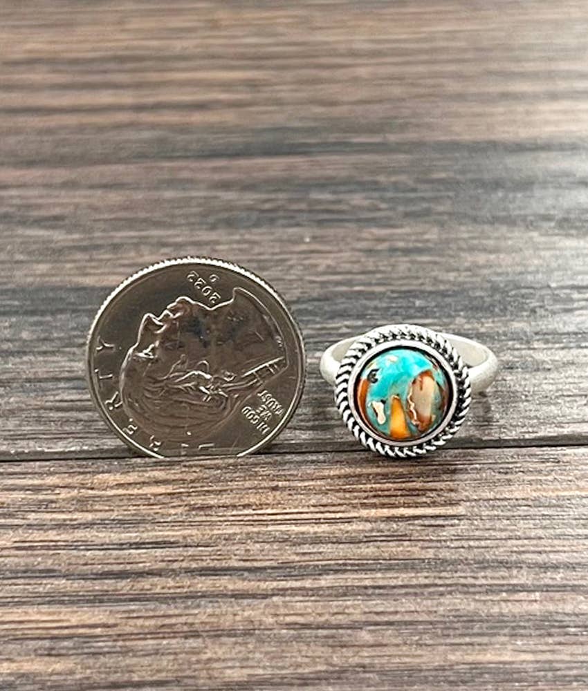 10mm Gemstone Adjustable Ring