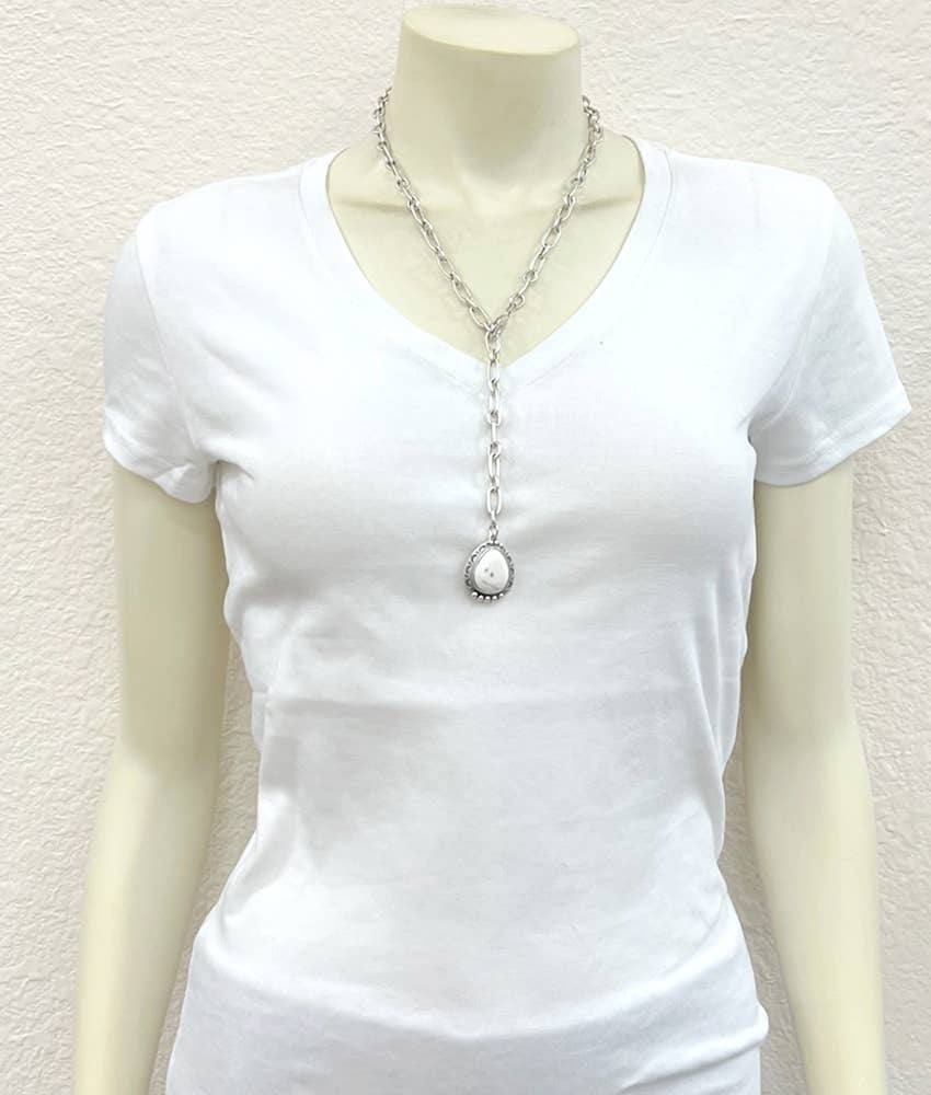 Lariat White Turquoise Necklace
