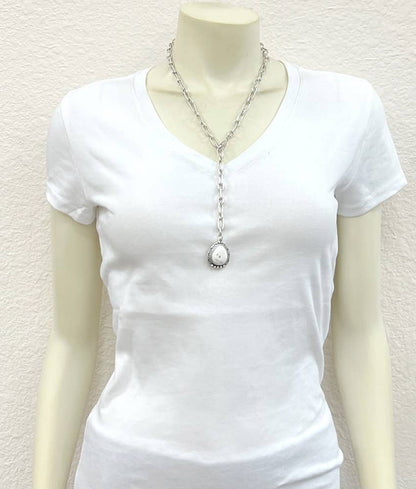 Lariat White Turquoise Necklace