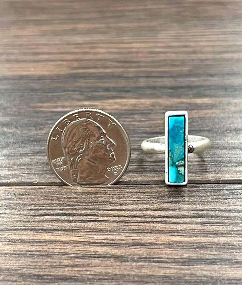 Vertical Bar Gemstone Adjustable Ring